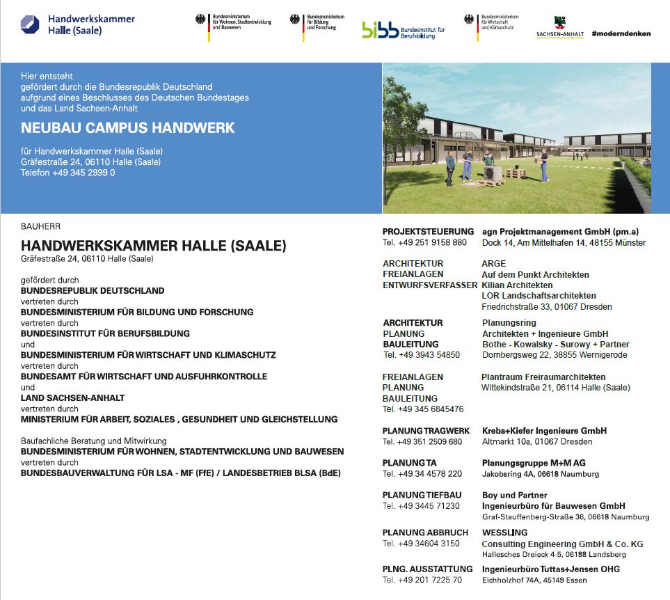 Bautafel Neubau Campus Handwerk